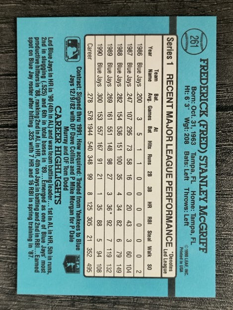 1991 Donruss #261 Fred McGriff