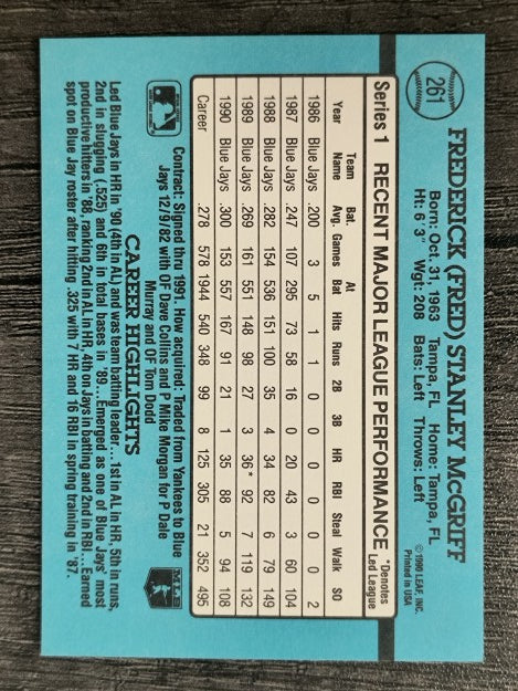 1991 Donruss #261 Fred McGriff
