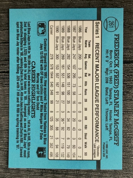 1991 Donruss #261 Fred McGriff