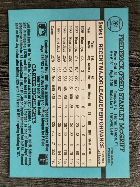 1991 Donruss #261 Fred McGriff