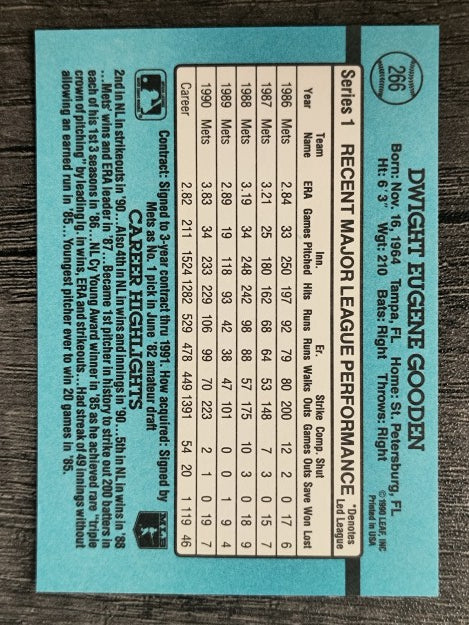 1991 Donruss #266 Dwight Gooden