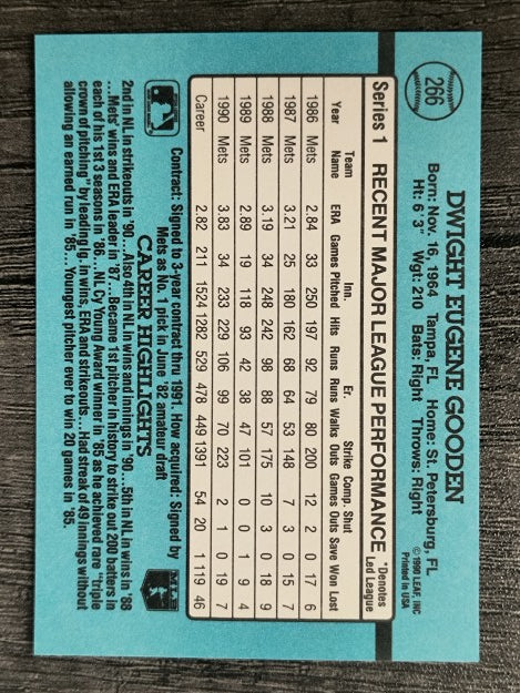 1991 Donruss #266 Dwight Gooden