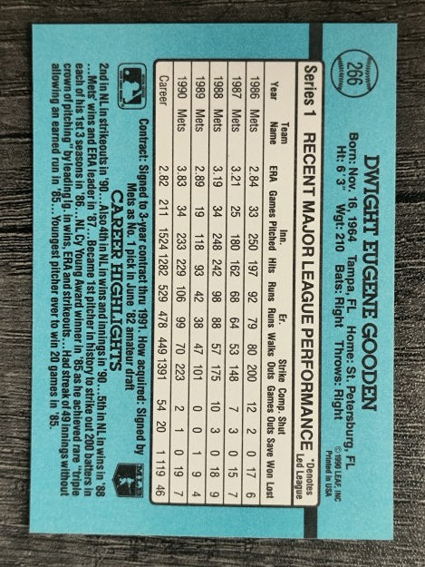 1991 Donruss #266 Dwight Gooden