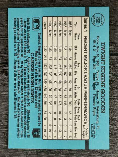 1991 Donruss #266 Dwight Gooden