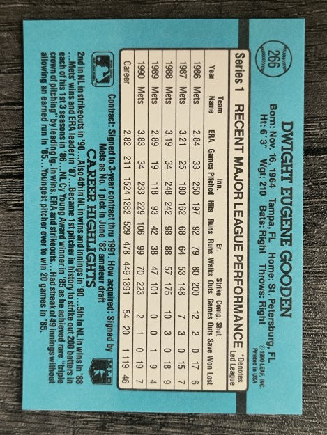 1991 Donruss #266 Dwight Gooden