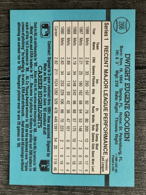 1991 Donruss #266 Dwight Gooden