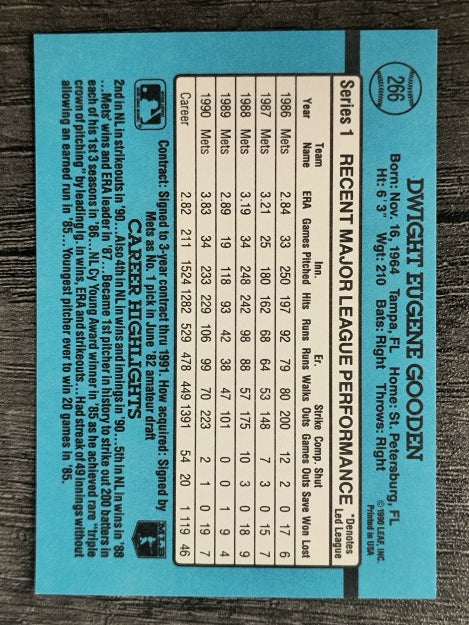 1991 Donruss #266 Dwight Gooden