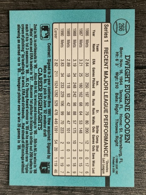 1991 Donruss #266 Dwight Gooden