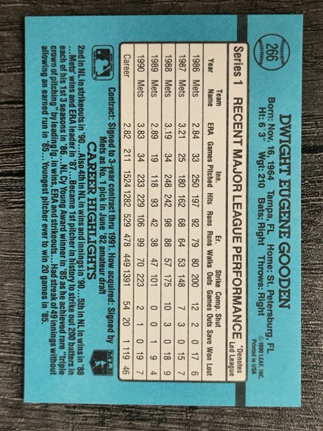 1991 Donruss #266 Dwight Gooden
