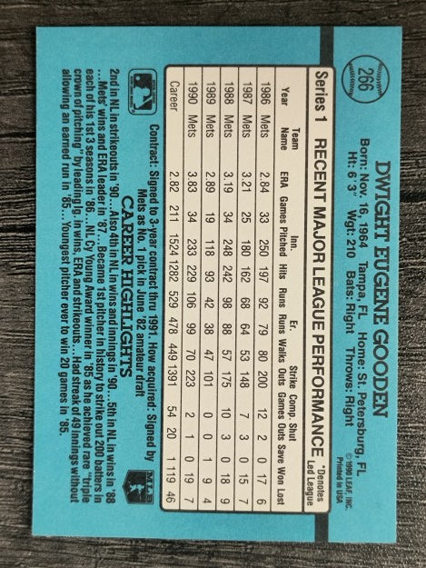 1991 Donruss #266 Dwight Gooden