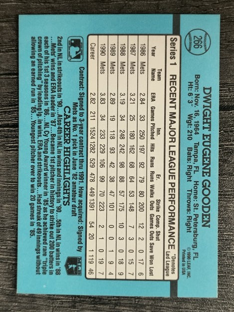 1991 Donruss #266 Dwight Gooden