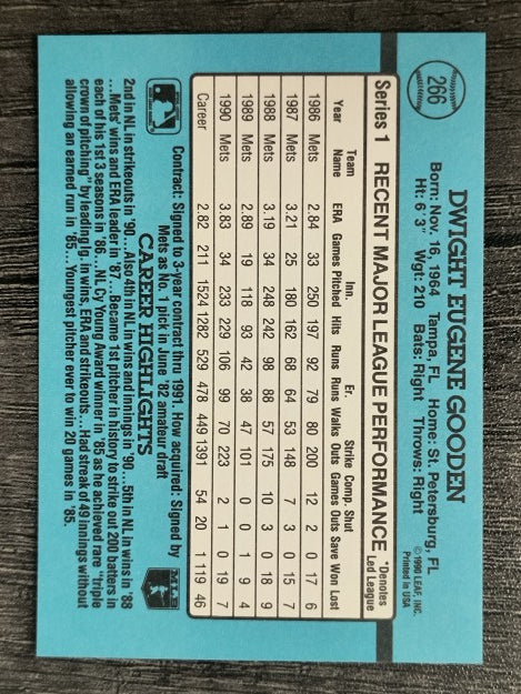 1991 Donruss #266 Dwight Gooden