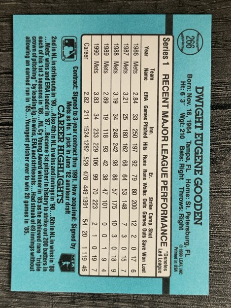 1991 Donruss #266 Dwight Gooden