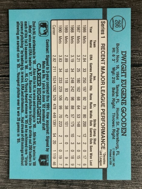 1991 Donruss #266 Dwight Gooden
