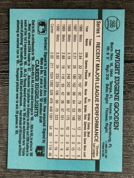 1991 Donruss #266 Dwight Gooden