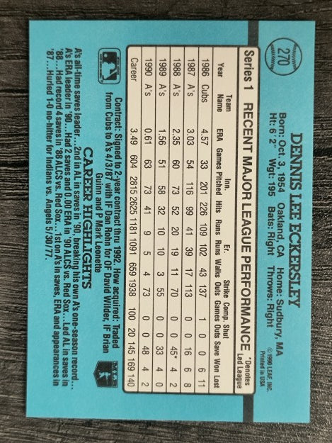 1991 Donruss #270 Dennis Eckersley