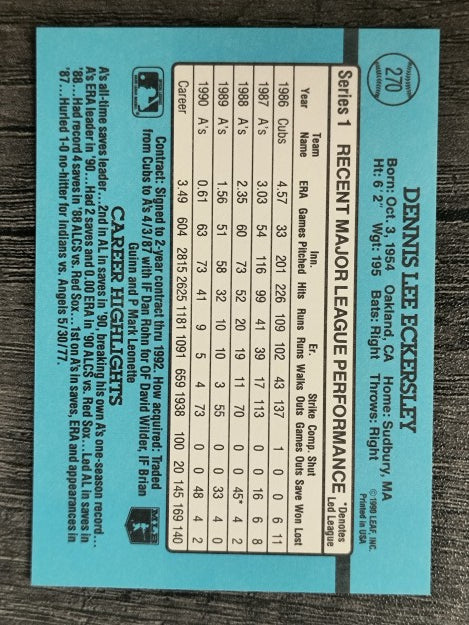 1991 Donruss #270 Dennis Eckersley