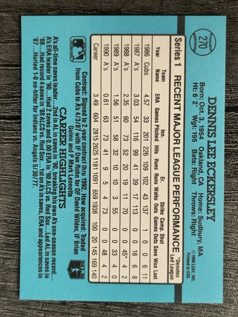 1991 Donruss #270 Dennis Eckersley