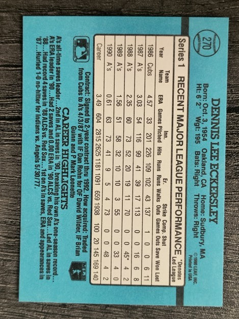 1991 Donruss #270 Dennis Eckersley