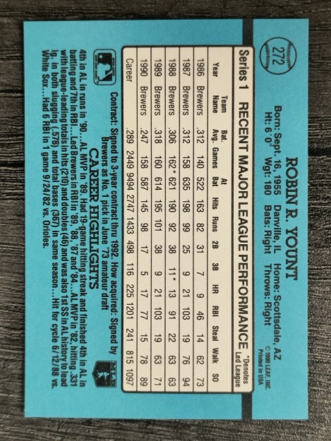 1991 Donruss #272 Robin Yount