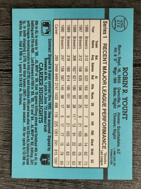 1991 Donruss #272 Robin Yount
