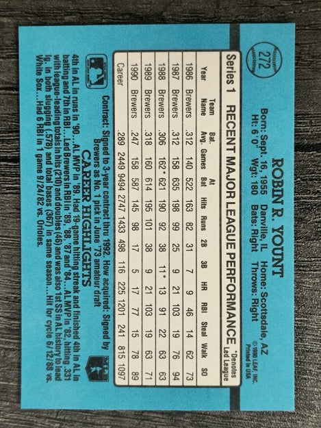 1991 Donruss #272 Robin Yount