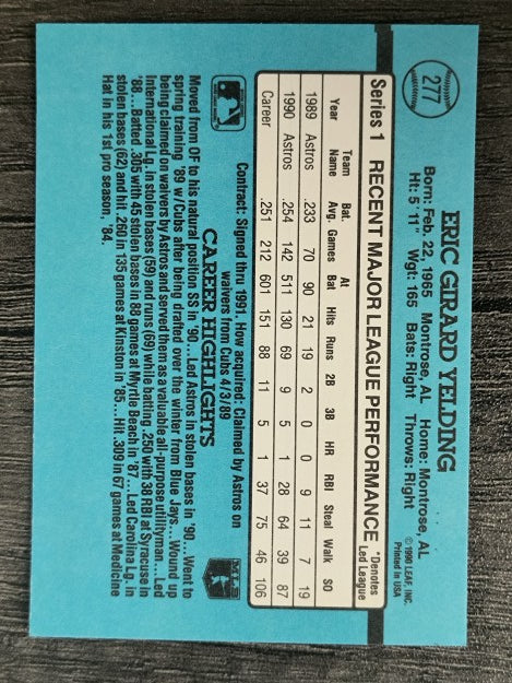 1991 Donruss #277 Eric Yelding