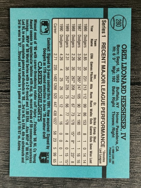 1991 Donruss #280 Orel Hershiser
