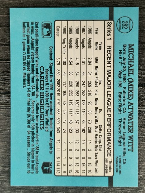 1991 Donruss #282 Mike Witt