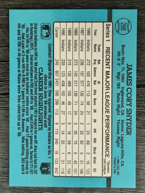 1991 Donruss #288 Cory Snyder