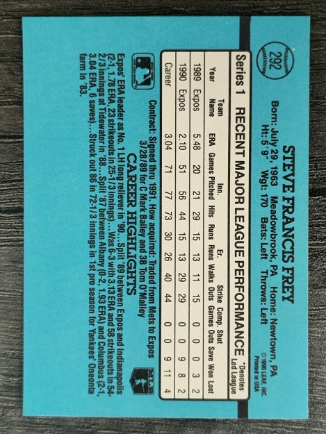 1991 Donruss #292 Steve Frey