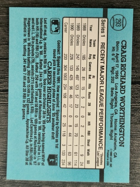 1991 Donruss #293 Craig Worthington