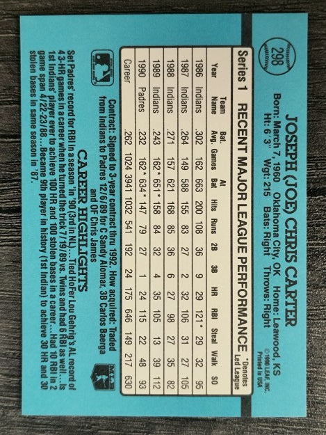 1991 Donruss #298 Joe Carter