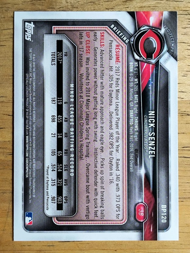 2018 Bowman Prospects #BP120 Nick Senzel