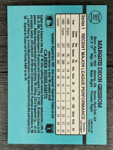 1991 Donruss #307 Marquis Grissom