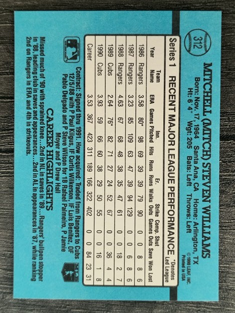 1991 Donruss #312 Mitch Williams