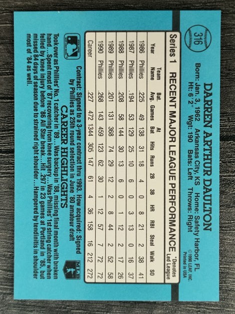 1991 Donruss #316 Darren Daulton