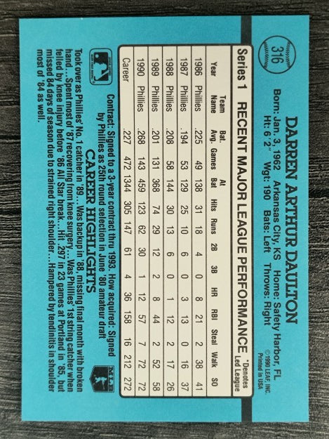 1991 Donruss #316 Darren Daulton