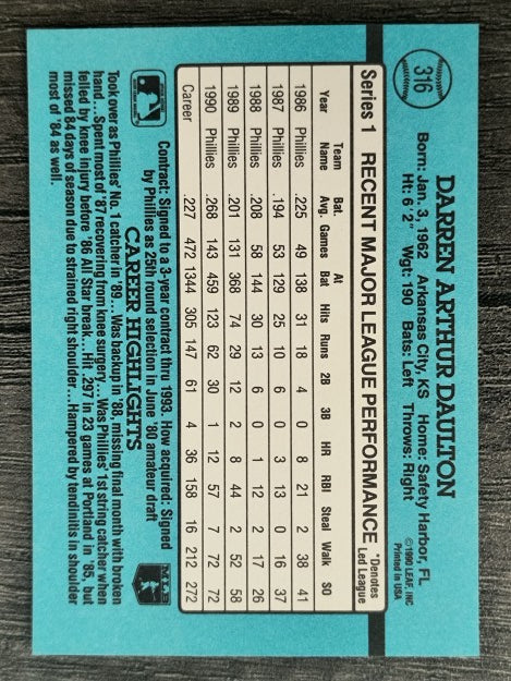 1991 Donruss #316 Darren Daulton