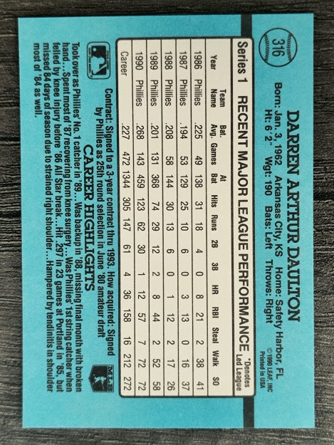 1991 Donruss #316 Darren Daulton