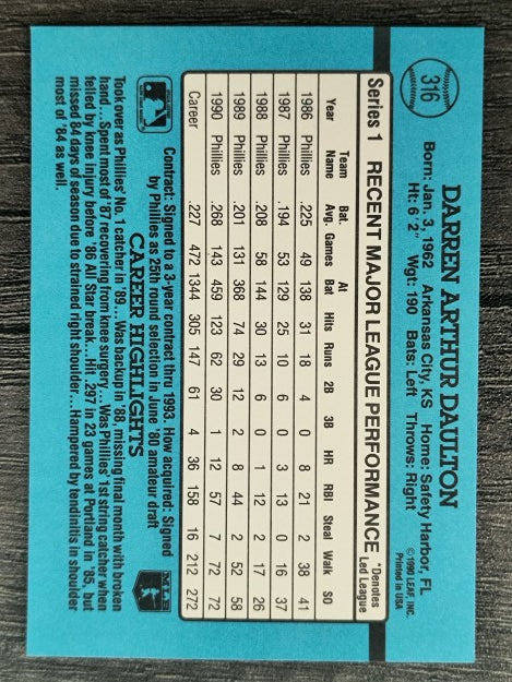 1991 Donruss #316 Darren Daulton