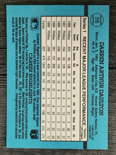1991 Donruss #316 Darren Daulton