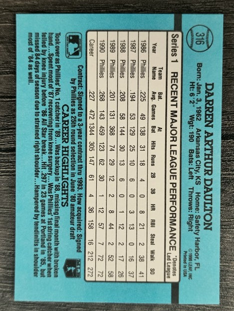 1991 Donruss #316 Darren Daulton