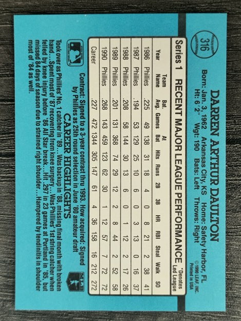1991 Donruss #316 Darren Daulton