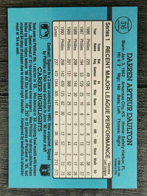1991 Donruss #316 Darren Daulton