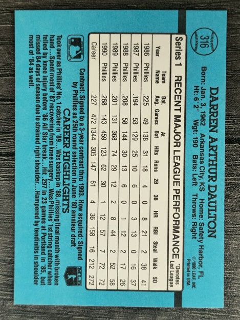 1991 Donruss #316 Darren Daulton