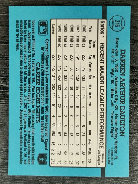 1991 Donruss #316 Darren Daulton