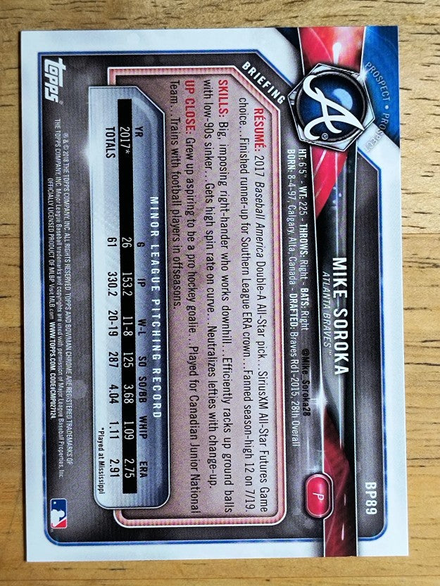 2018 Bowman Prospects #BP89 Mike Soroka