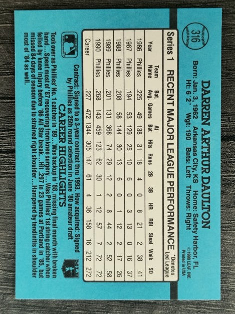 1991 Donruss #316 Darren Daulton