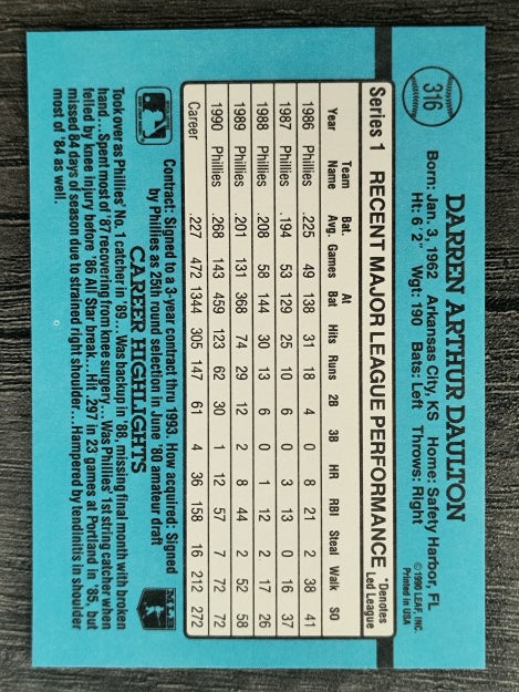 1991 Donruss #316 Darren Daulton